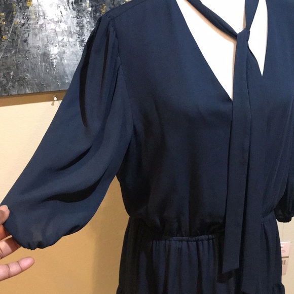 Nanette Lepore Navy Blue 3/4 Sleeve Size 12 Elastic Waist Lining - Picture 5 of 11